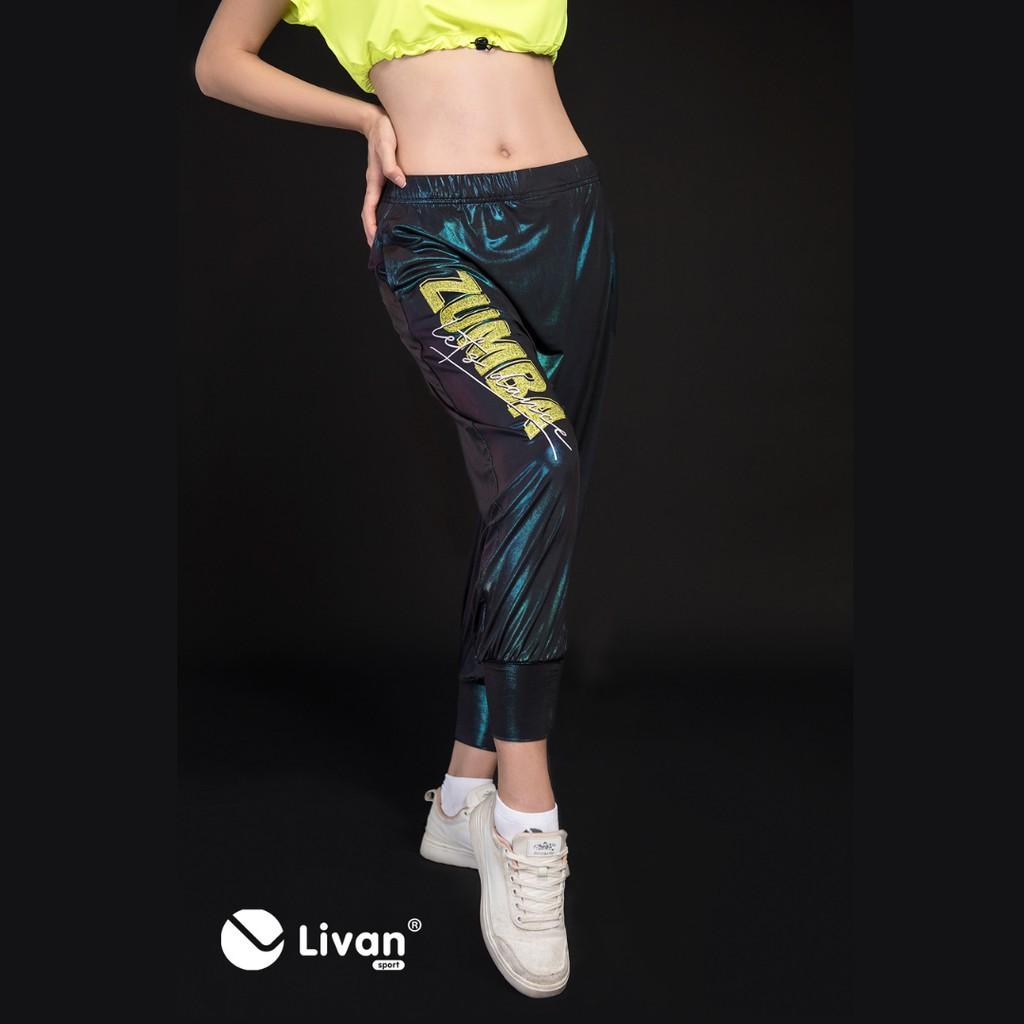 Quần Nhảy Zumba Nữ LIVAN SPORT Ánh Xanh Tím Lấp Lánh