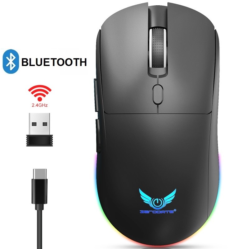 Chuột Led Không Dây Pin sạc T25 Gaming Cổng sạc TypeC chống mỏi cổ tay cho máy tính laptop hàng nhập khẩu