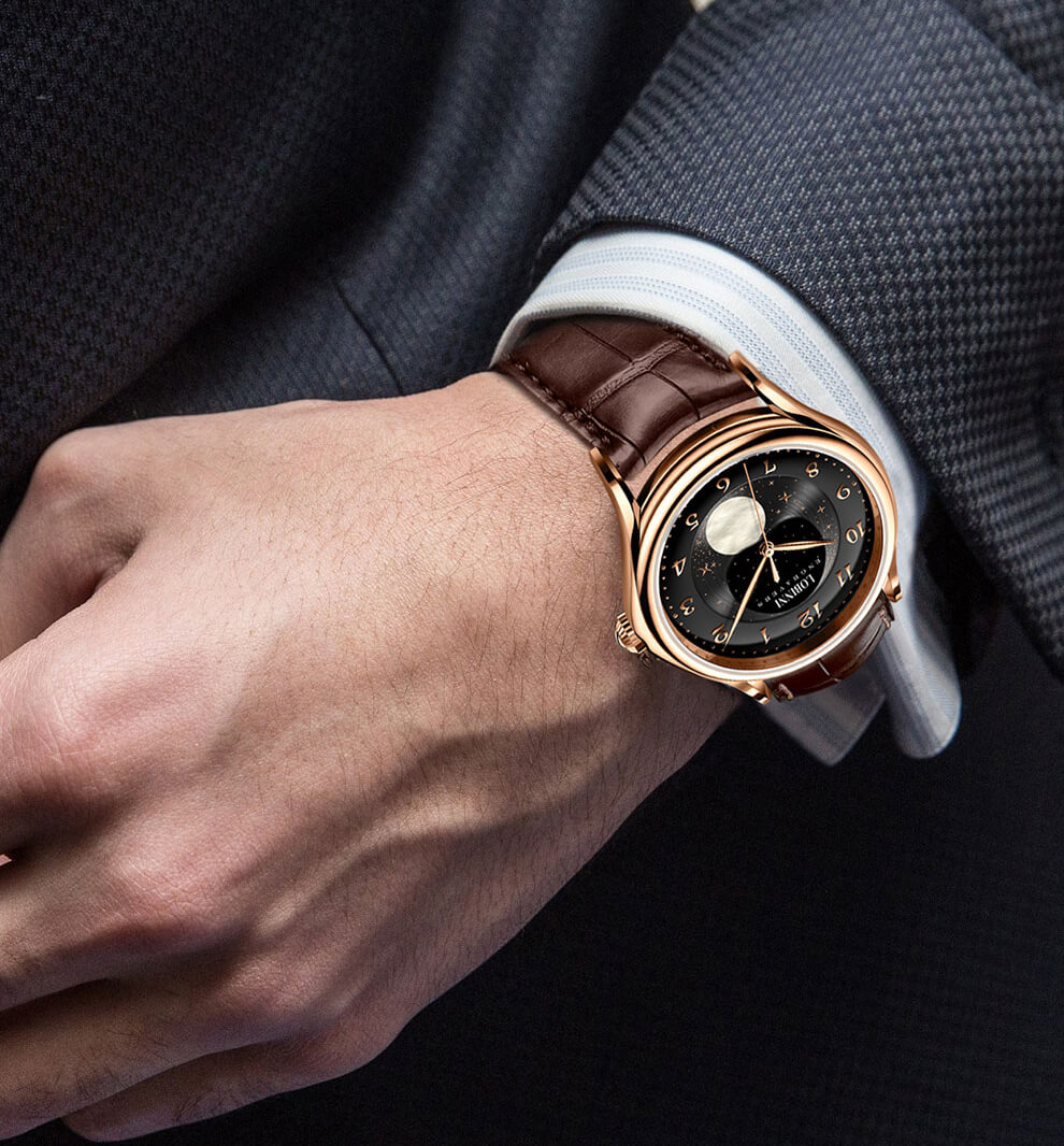 Đồng hồ nam chính hãng LOBINNI L1810-2 Fullbox, Kính sapphire ,chống xước,chống nước,dây da xịn, Mới 100%,Bảo hành 24 tháng