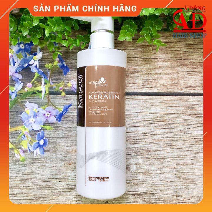 [+Tặng mũ trùm] Bộ phục hồi Keratin Collagen Karseell kết hợp phục hồi thần tốc tóc hư tổn 500ml