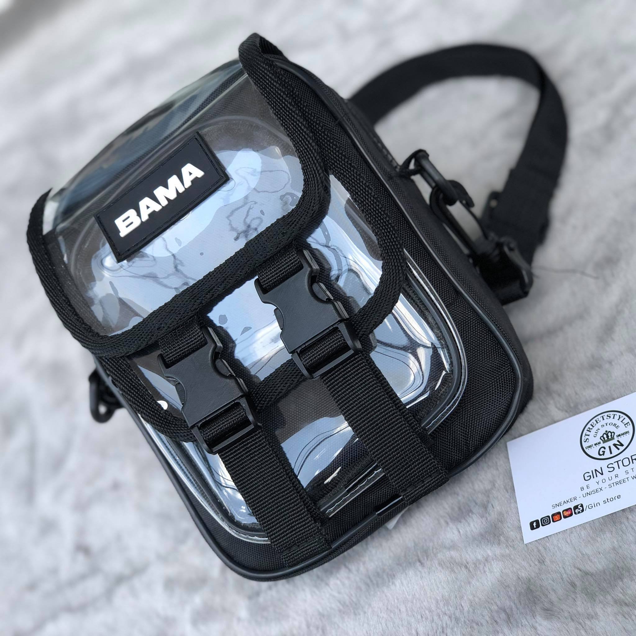 Túi đeo chéo Bama trong suốt unisex ,mini bag local brand thời trang nam nữ, chất liệu PVC cao cấp chống thấm nước - Gin Store