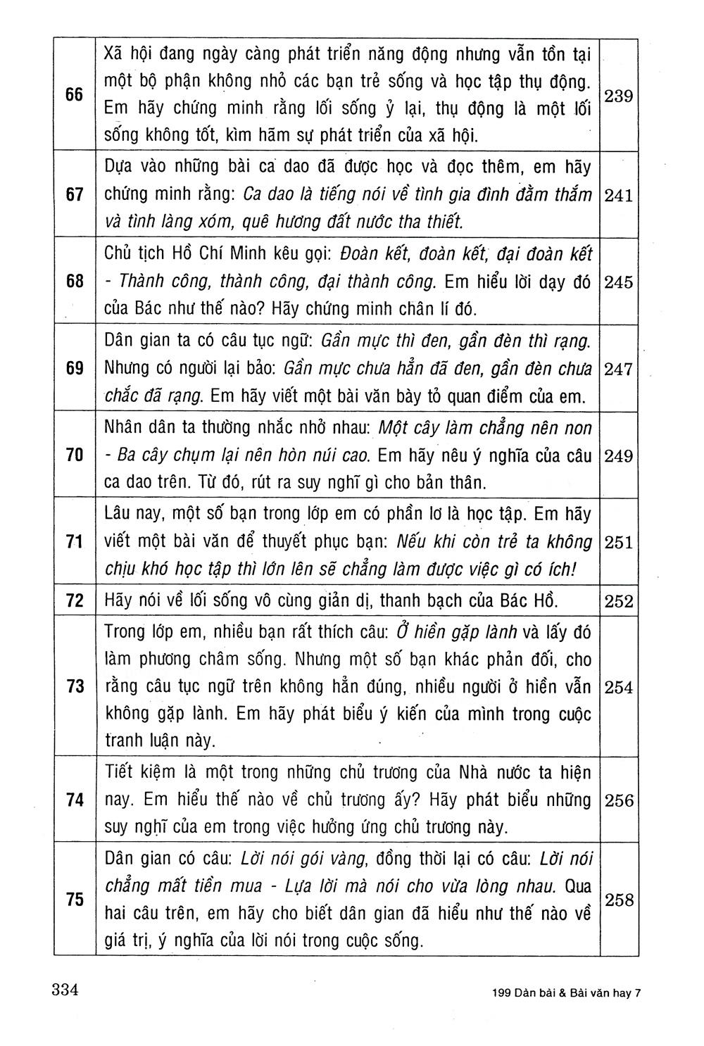 199 Dàn Bài Và Bài Văn Hay Lớp 7 - Tái Bản