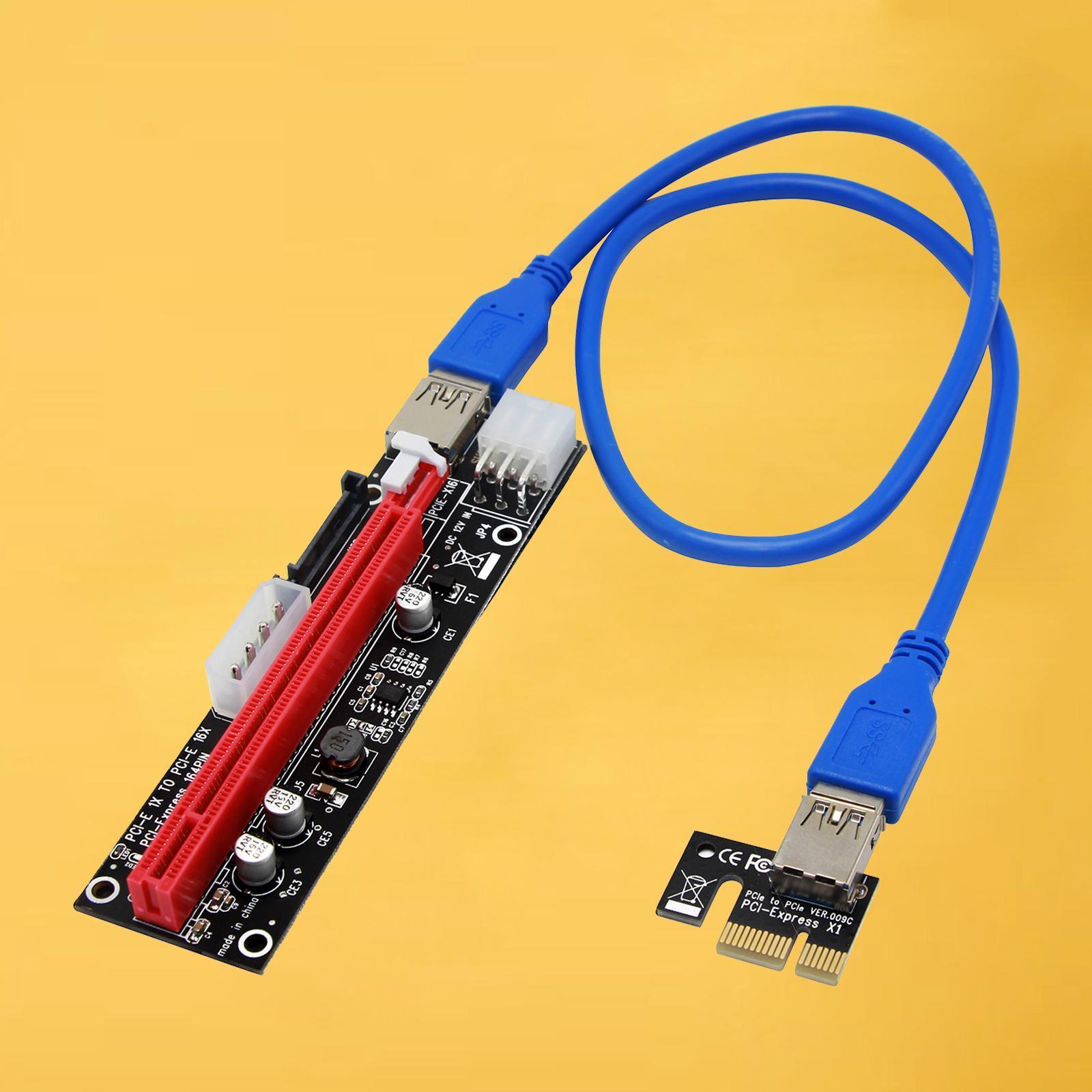 USB3.0 PCI-E Express 1x To16x Extender Riser Card for Mining-Blue