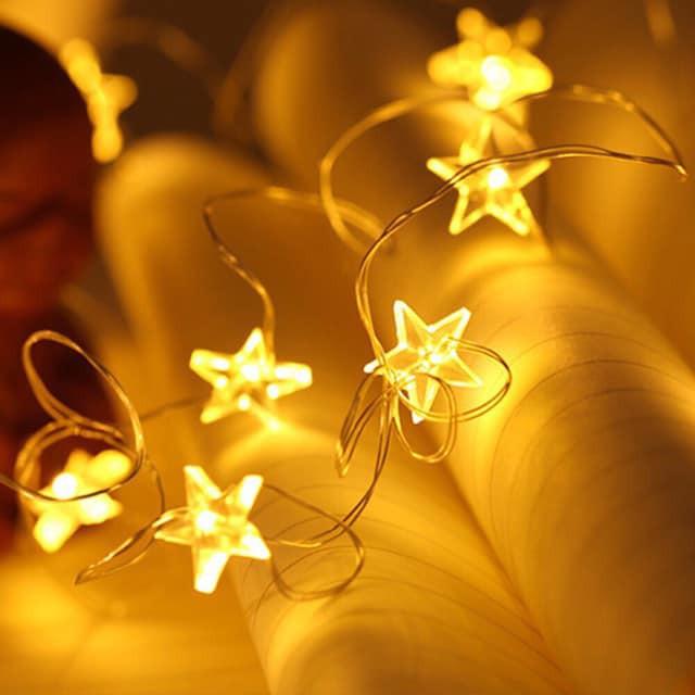 Đèn đom đóm fairylight hình ngôi sao 3m 20 bóng chạy pin AA Sáng Ấm