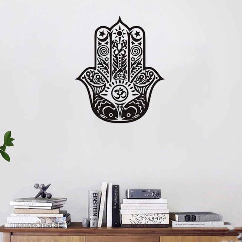 Decal dán tường bàn tay hamsa chữ om ý nghĩa tâm linh