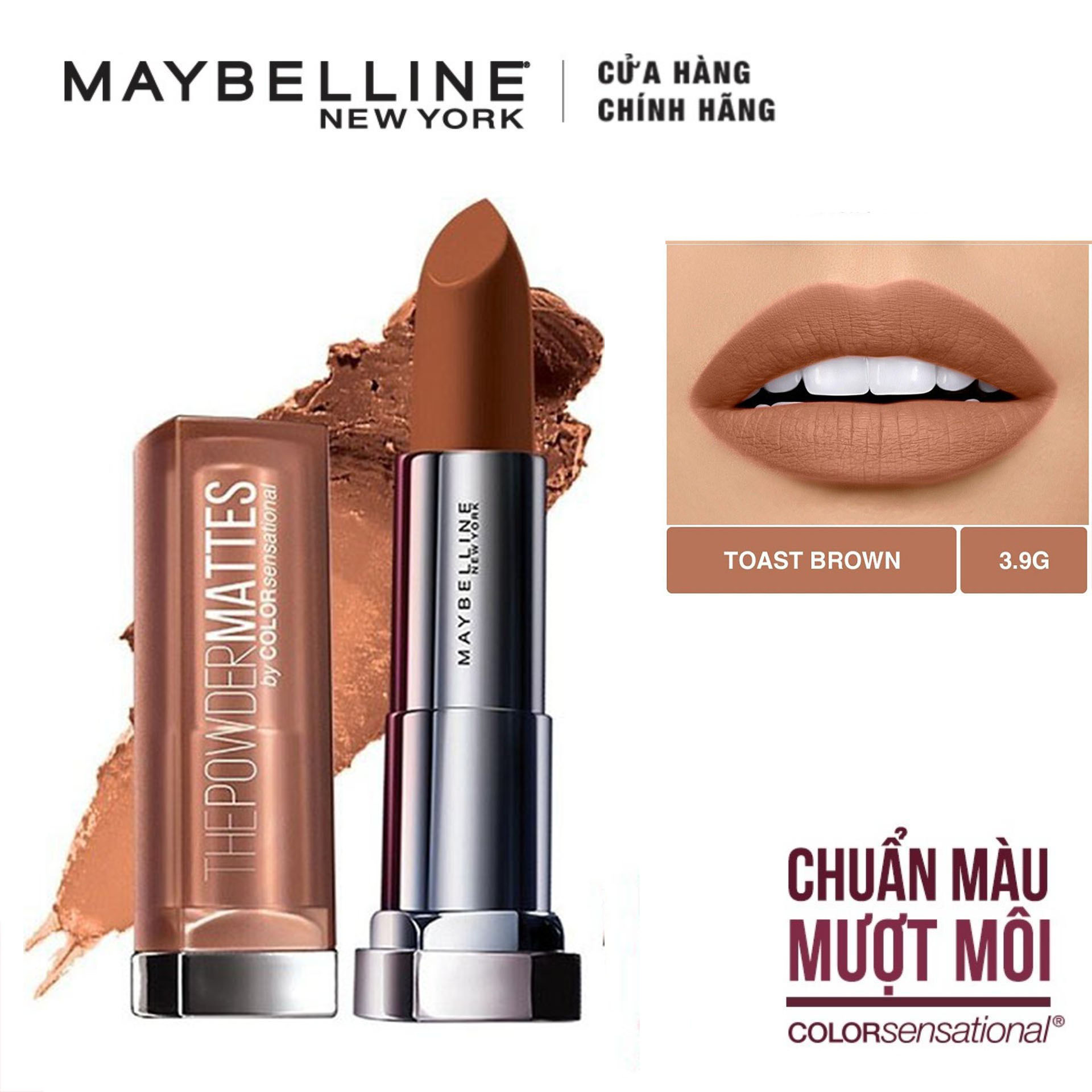 Son Lì Siêu Nhẹ Môi Maybelline New York Color Sensational Powder Matte 3.9g - Màu MNU11 Nâu Đất Toasted Brown