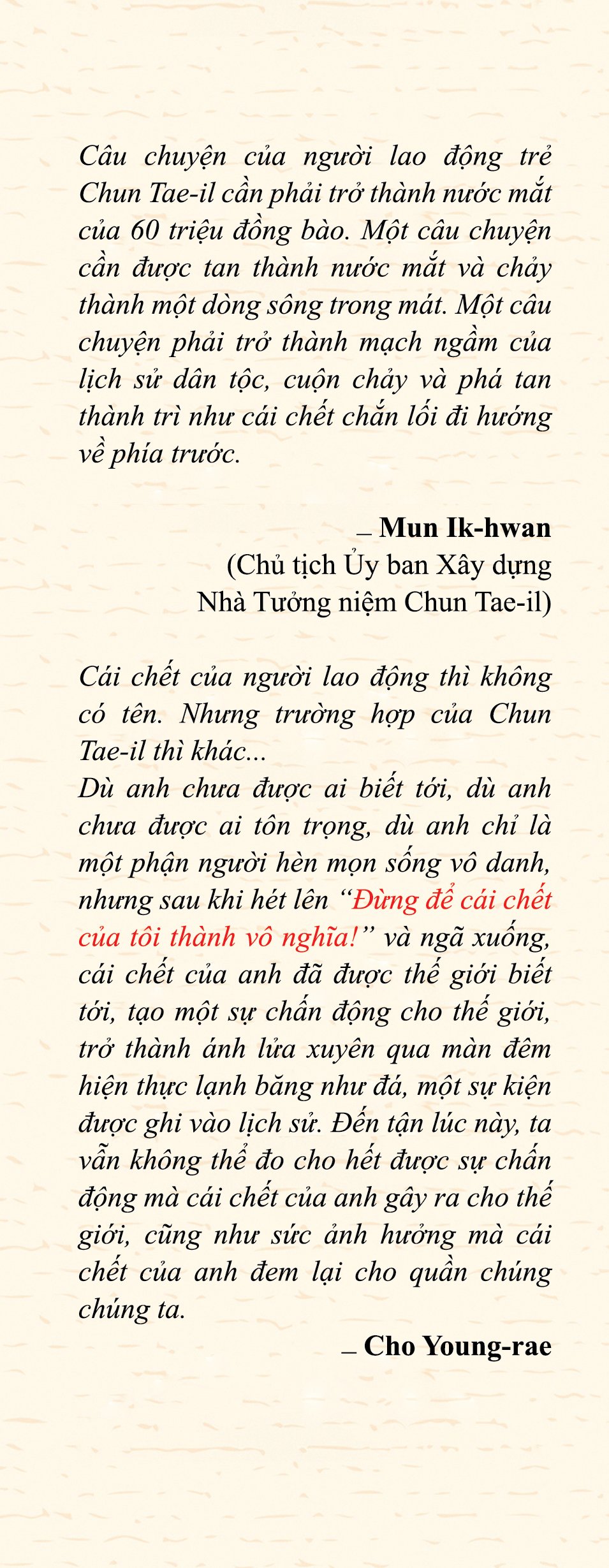 Chun Tae-il - Ngọn đuốc sống cho giai cấp cần lao