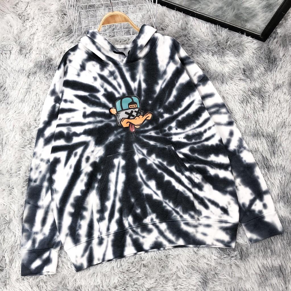 Áo hoodie loang đen trắng in Vịt - ẢNH THẬT