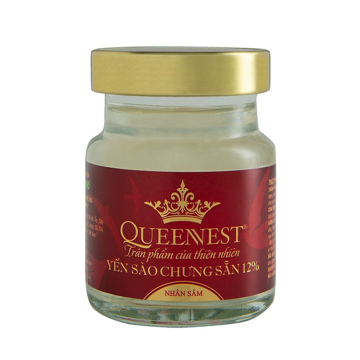 Yến sào chưng sẵn QUEENNEST 12% Nhân Sâm (Hộp 6 Hũ)