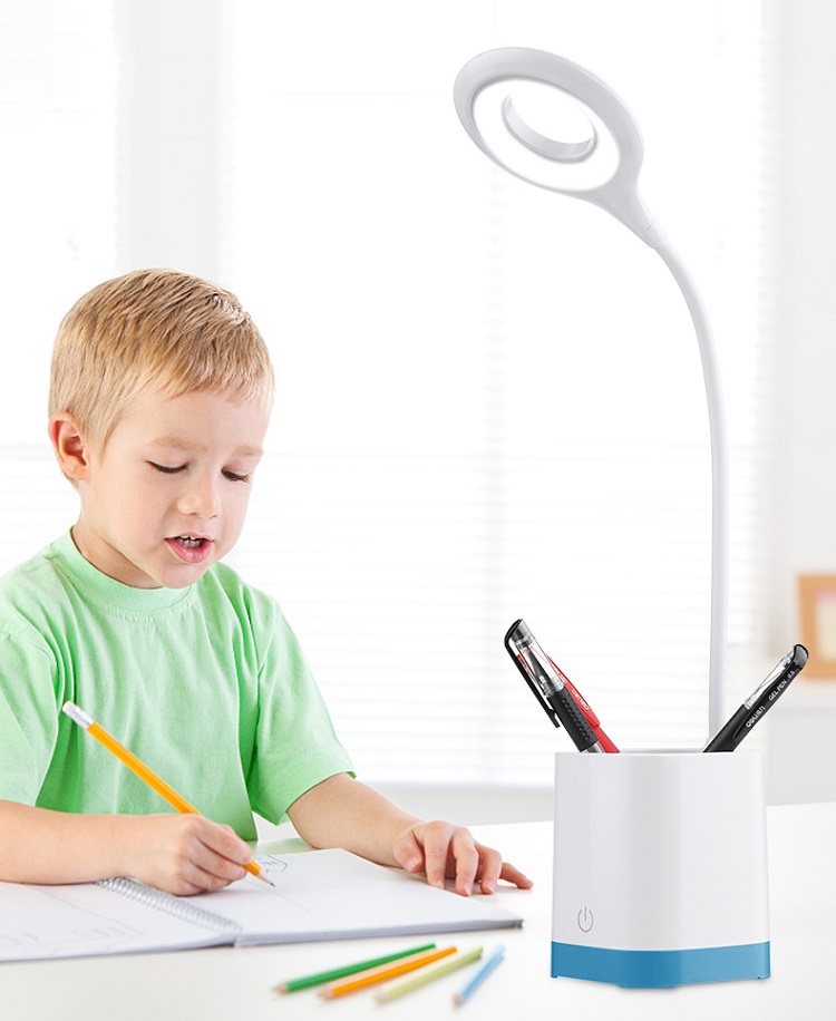 Đèn để bàn, đèn học, cảm ứng chạm hỗ trợ đọc sách tích hợp hộp cắm bút đa năng M8002