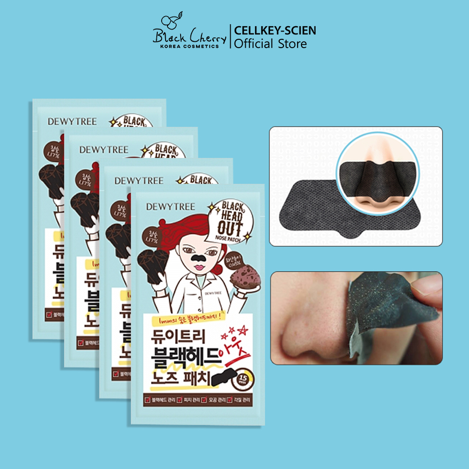 Miếng Dán Lột Mụn Đầu Đen Vùng Mũi Cằm Trán Từ Tro Núi Lửa Đảo JeJu Dewytree Black Head Out Nose Patch (1 Miếng)