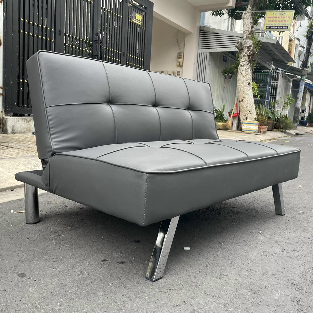 Sofa Mini Đa Năng Cho Nhà Nhỏ Màu Xám Bọc Da Dài 1m2