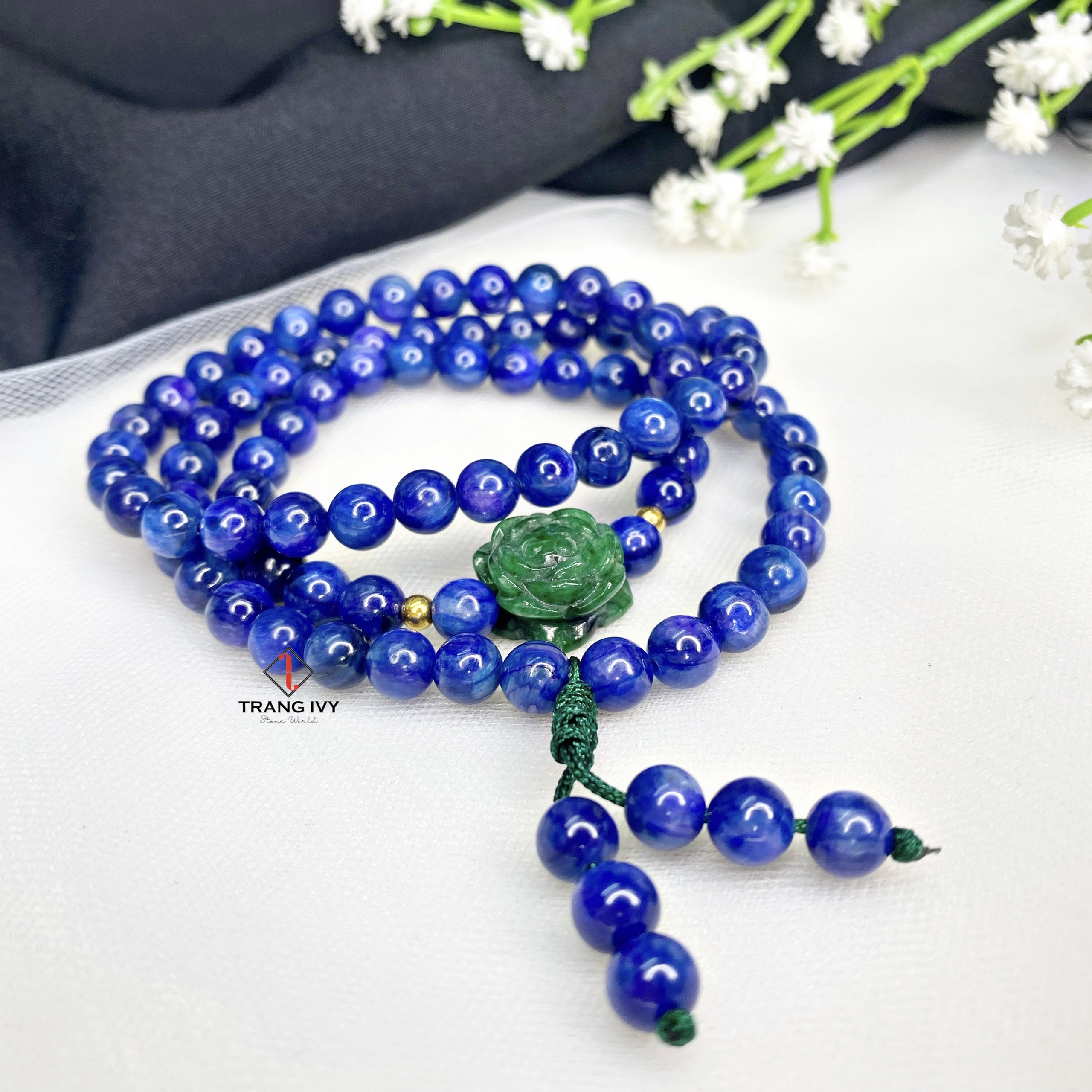 Vòng Tay Kyanite Mix Charm Hoa Mẫu Đơn