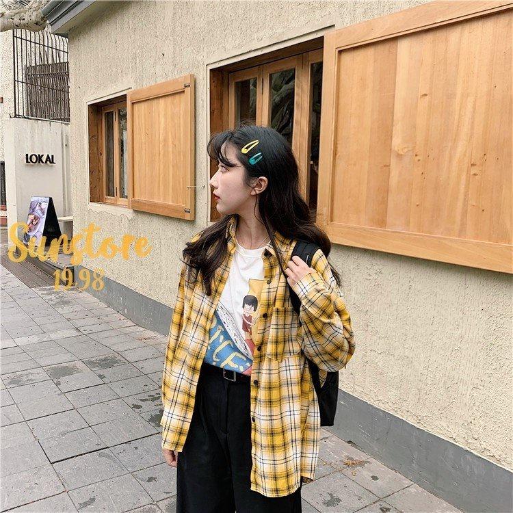 Áo sơ mi caro nữ phong cách unisex, chất kate thấm hút tốt không xù lông,style Hàn,Áo khoác sơ mi caro dài tay, áo sơ mi đẹp thời trang phong cách Hàn Quốc nam nữ chất kate mềm mịn