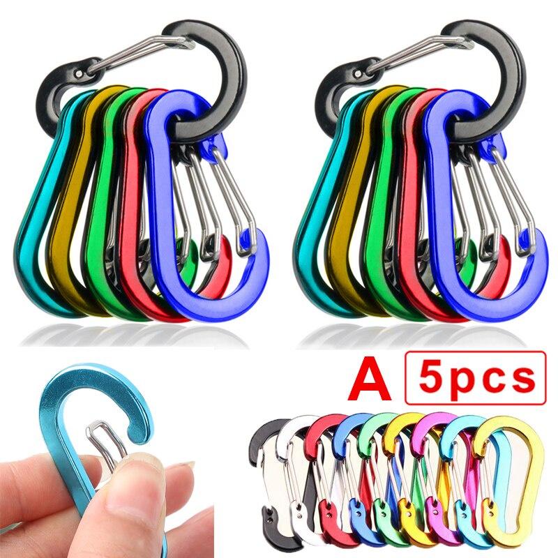 10pcs Multicolor Carabiner Keychain Alluminum Alloy D-ring Buckle Spring Carabiner Snap Hook Clip Keychains Outdoor Camping Tool