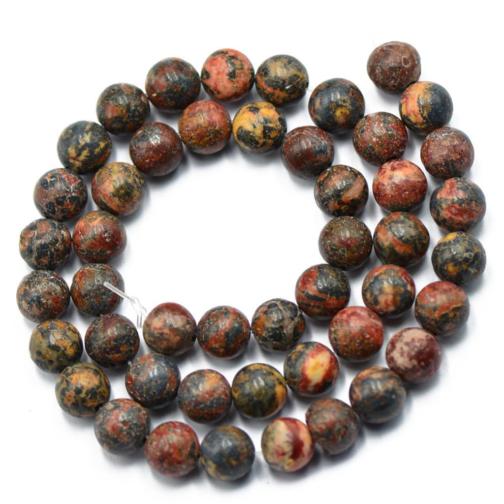 8mm Natural Red Leopardskin Jewelry Making Beads Round Strand 15