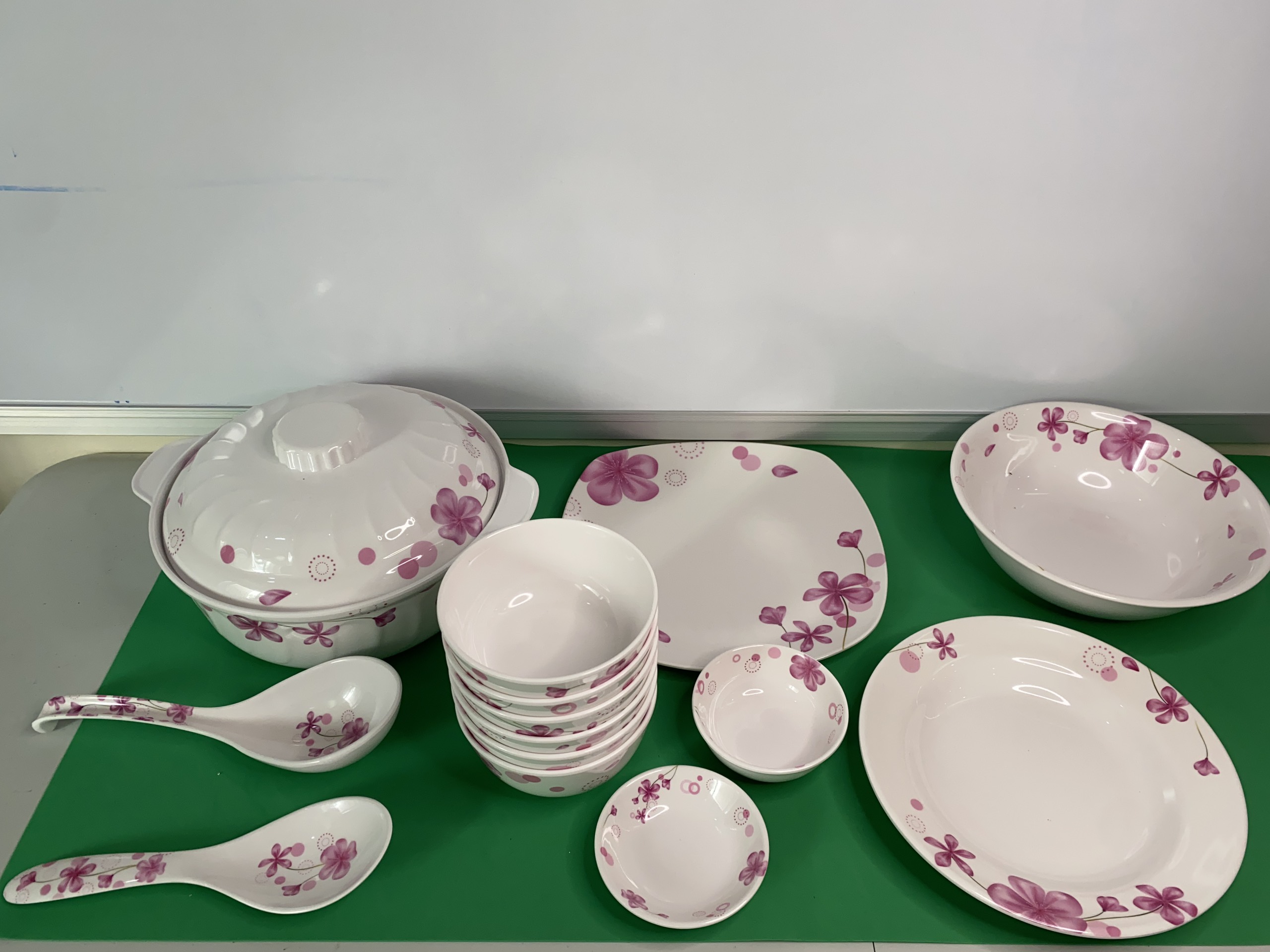 Combo 6 Chén (Bát) Cơm 9 Món TƯỜNG VY  Nhựa Xanh Melamine Cao Cấp