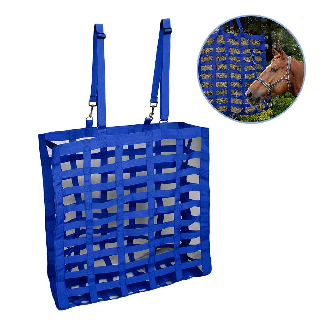 Pro Slow Feed Horse Hay Bag Easy-Feed Hay Net Tote Bag Storage Accessories Blue