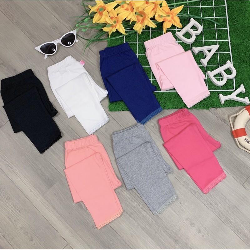 Quần legging bé gái ️ Combo 5c thun cotton xuất xịn co giãn tốt chất vải dày mềm co giãn 9-20kg