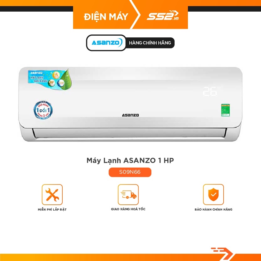 Máy lạnh Asanzo 1 HP S09N66- Hàng Chính Hãng - Giao Hàng Toàn Quốc