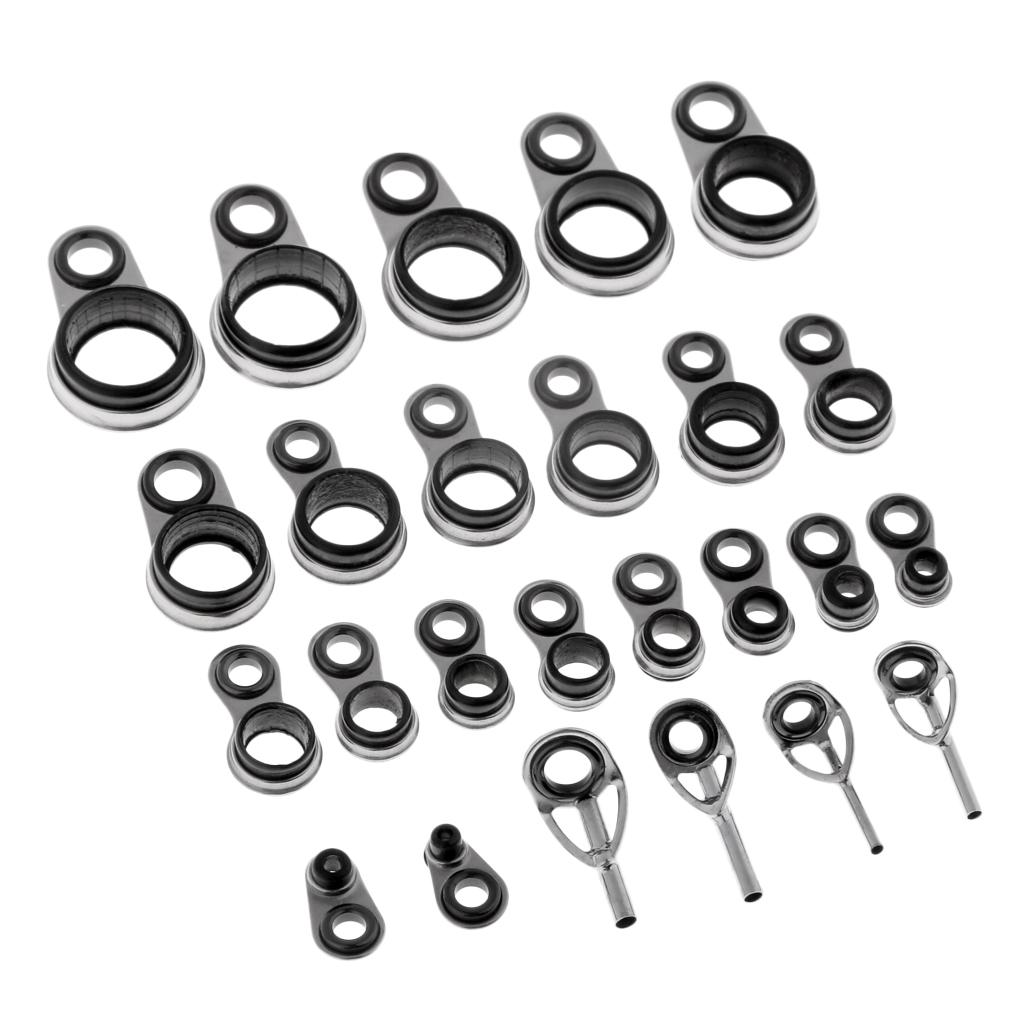 25pcs Fishing Rod Guides Eye Rings Rod Top Ring DIY Tip Repair Kit 1.0-10mm