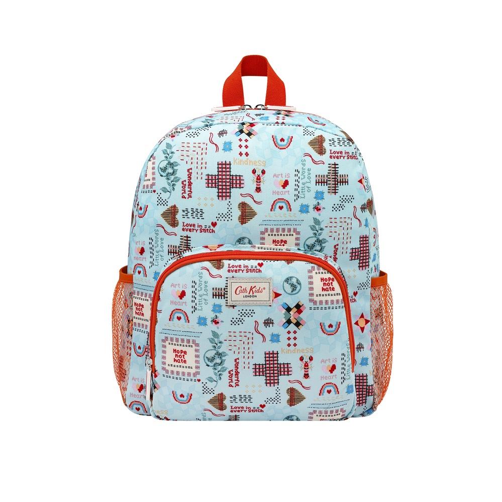 Cath Kidston - Ba lô cho bé /Kids Classic Large Backpack with Mesh Pocket - Patchwork Ditsy - Blue -1053562