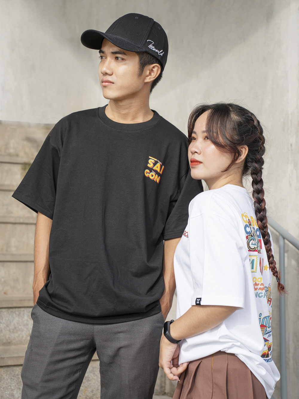Áo thun Teeworld Sài Gòn Retro Nam Nữ Trắng Đen Form Rộng Unisex