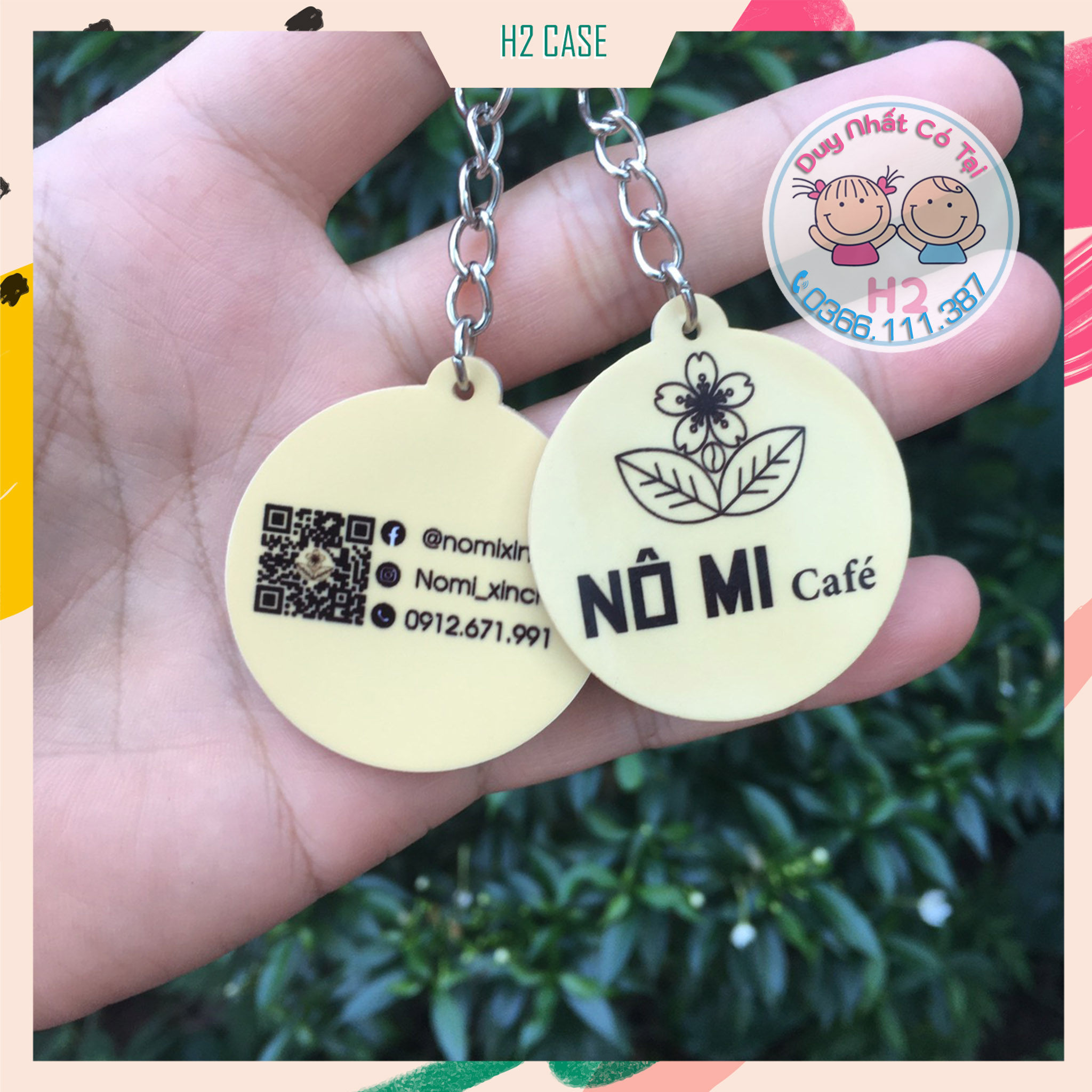 Móc khóa Mica 2 mặt in theo yêu cầu