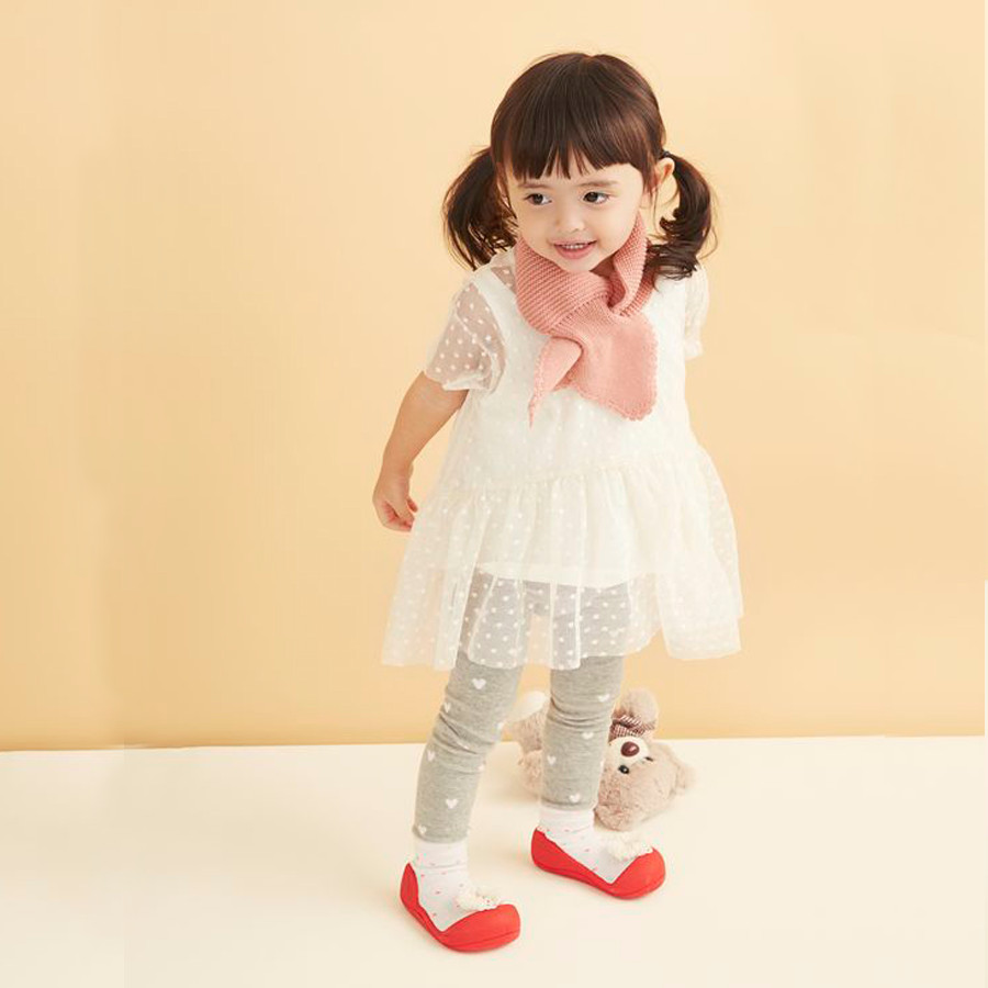 Attipas Ribbon Đỏ AT003 - Giày tập đi cho bé trai /bé gái từ 3 - 24 tháng nhập Hàn Quốc: đế mềm, êm chân & chống trượt