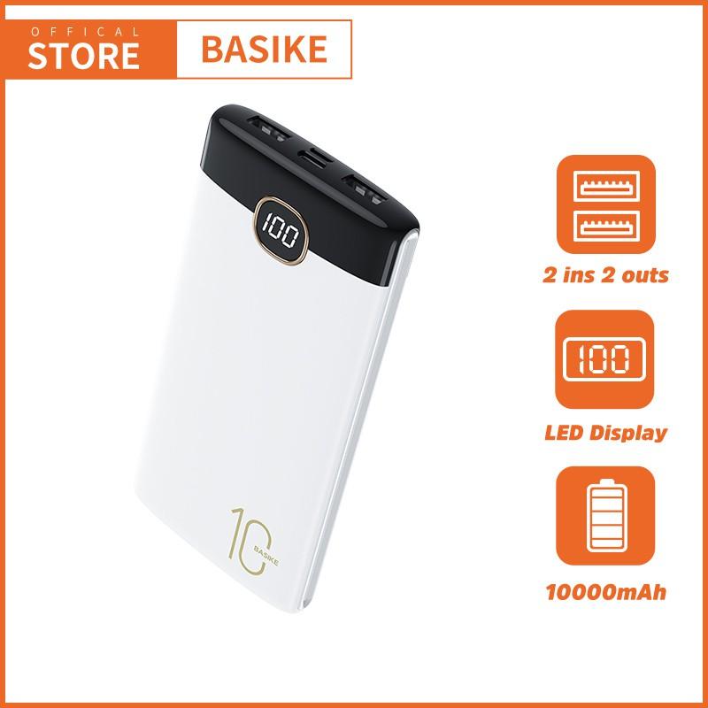 Sạc dự phòng BASIKE dung lượng 10000mah mà hình led kỹ thuật số 4 màu tùy chọn hai đầu ra cổng usb-Hàng chính hãng