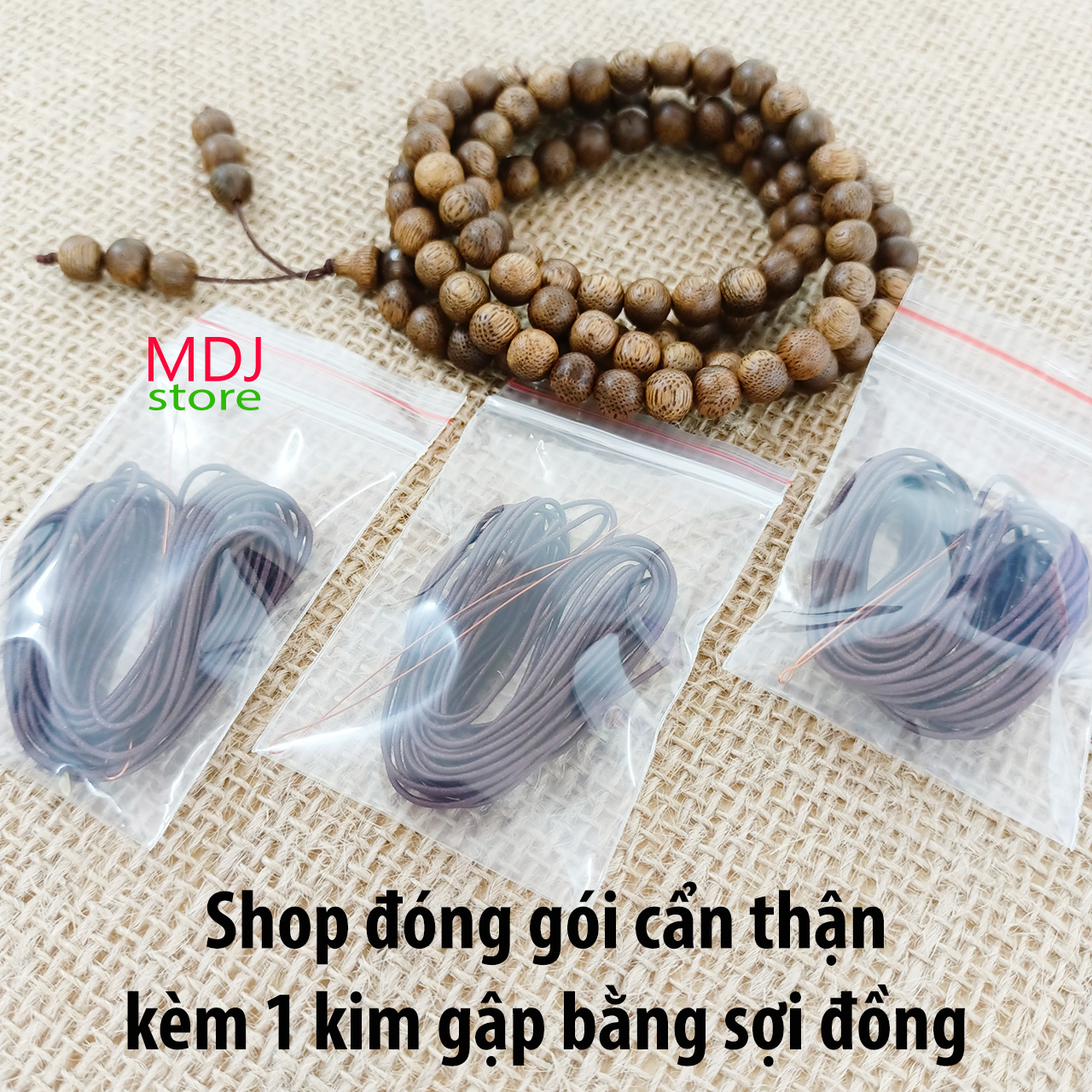 3 mét dây thun dù co giãn MDJ xâu chuỗi chàng 108 hạt cỡ dây 0,6 0,8 và 1,0 mm