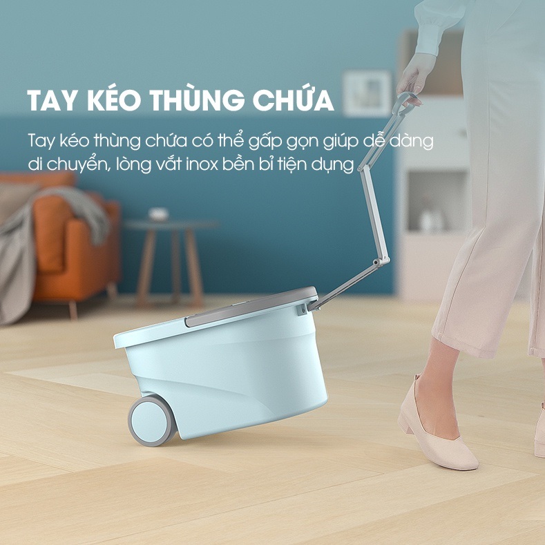 Bộ cây lau nhà thông minh xoay 360 độ SCM012 có bánh xe và tay cầm xô