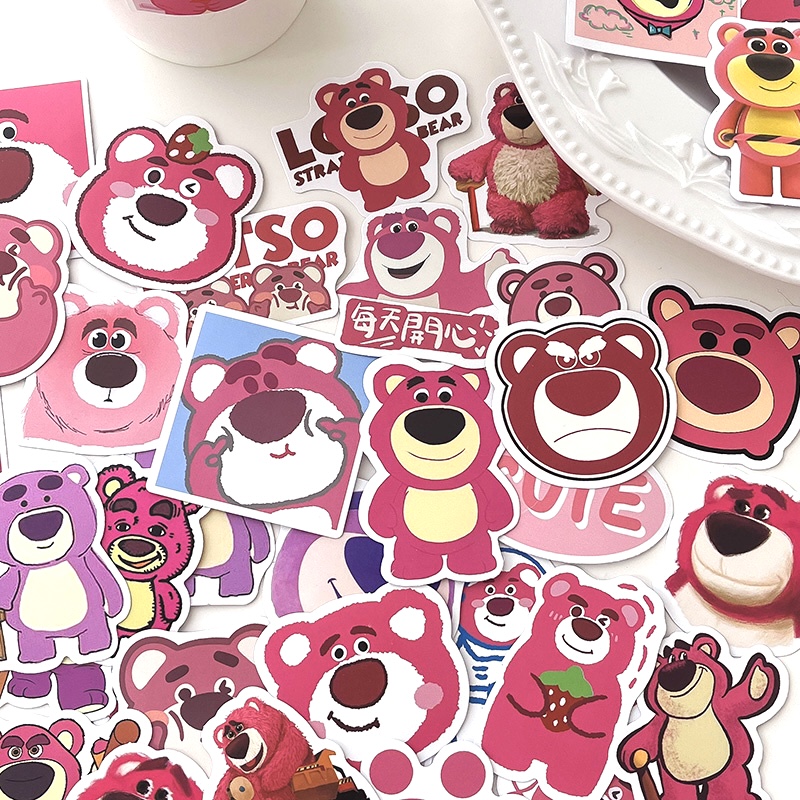 Sticker gấu dâu Lotso 30-60 hình khác nhau/ hình dán Lotso gấu dâu