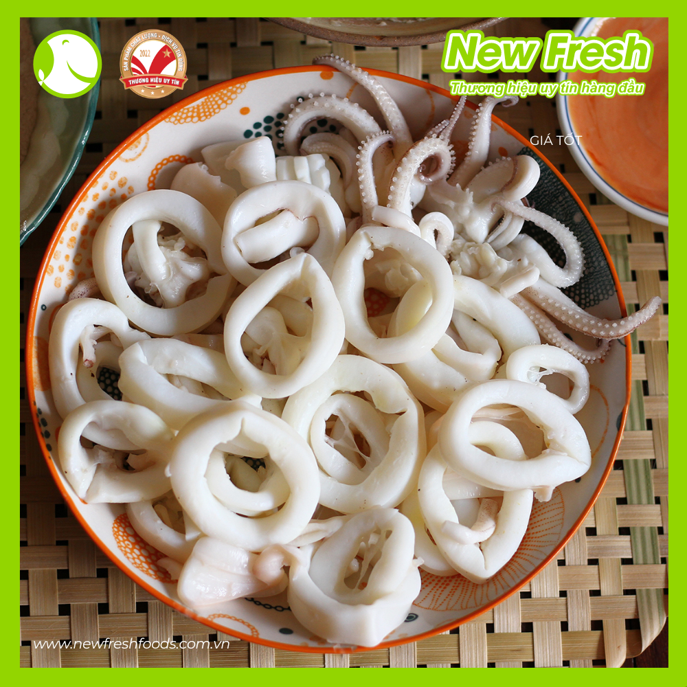 Mực Ống Làm Sạch Cắt Khoanh Không Da Túi 1Kg