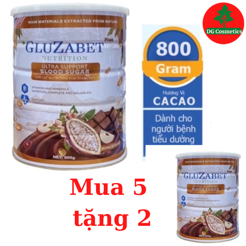 [ Mua 5 tặng 2 ] Sữa Non Gluzabet Vị Ca Cao - Hộp 800gr