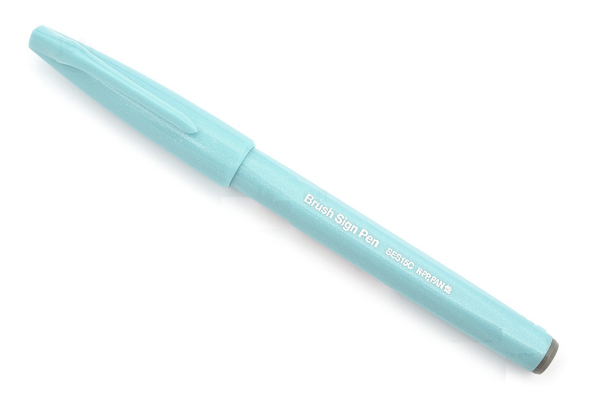 Bút lông viết chữ calligraphy Pentel Fude Touch Brush Sign Pen - Màu xanh da trời nhạt (Pale Blue)
