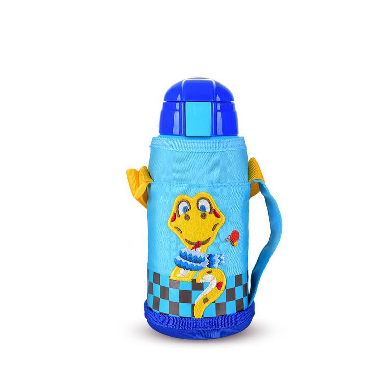 Bình giữ nhiệt trẻ em cao cấp Beddybear - Dung tích 630 ml - 2 nắp thay thế - hình con rắn phù hợp bé trai/gái mầm non từ 2 tuổi trở lên - kèm túi đeo