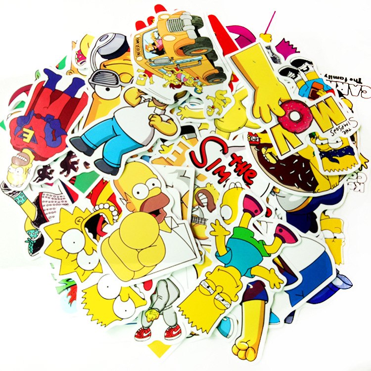 Sticker Simpson Hoạt Hình - Bộ 50 miếng