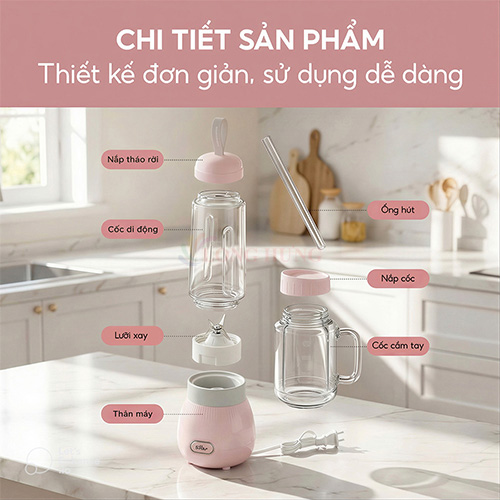 Máy xay sinh tố cầm tay Bear BL-4H04M - Hàng chính hãng