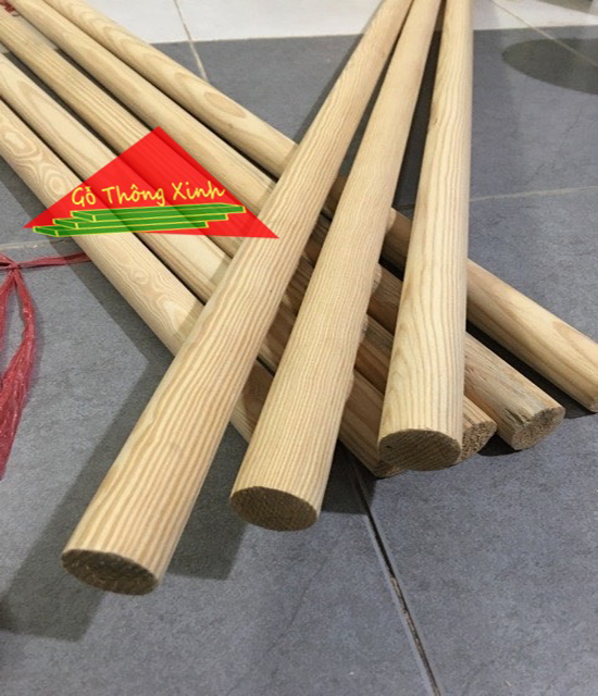 Thanh gỗ tròn phi 3cm, dài 1m2 được chà láng mịn phù hợp trang trí, đóng chân bàn, ghế, cây treo đồ