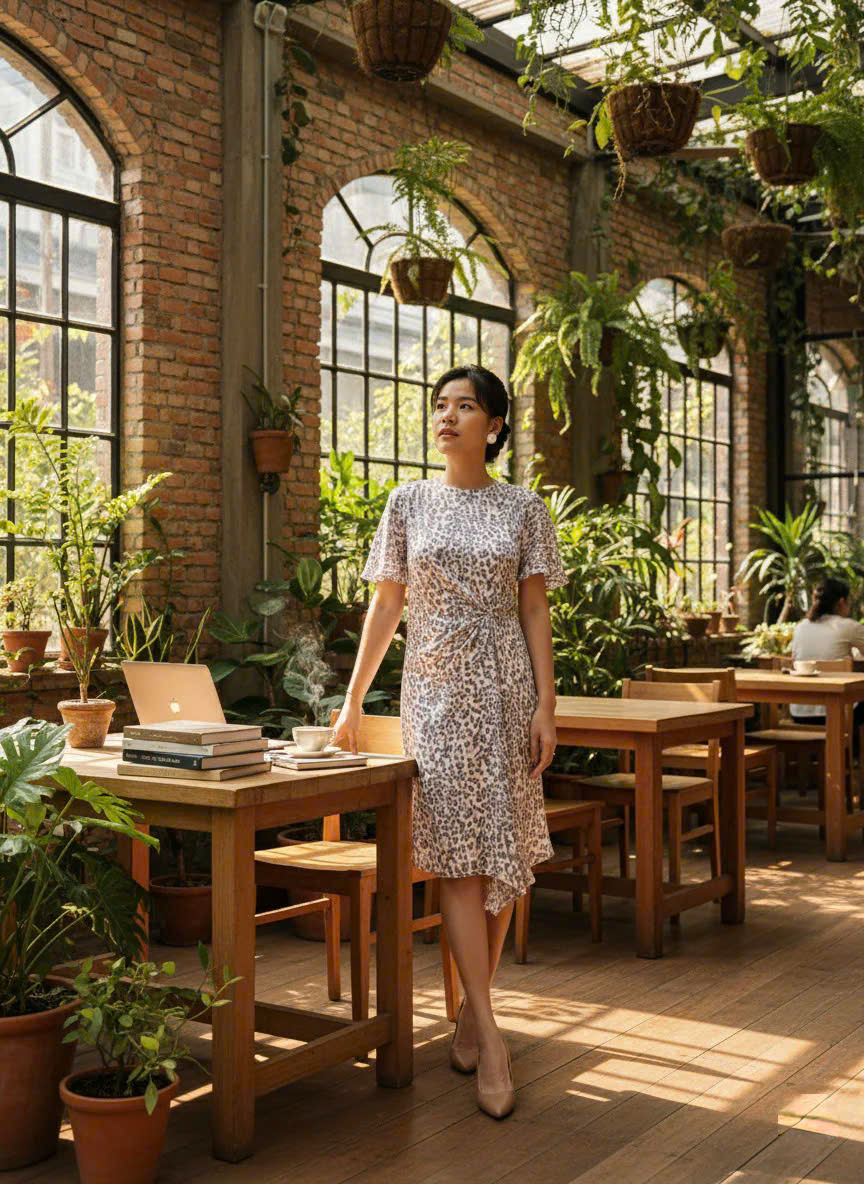 Đầm Suông Nhấn Eo Anh Đào thời trang thiết kế Hity Dre216