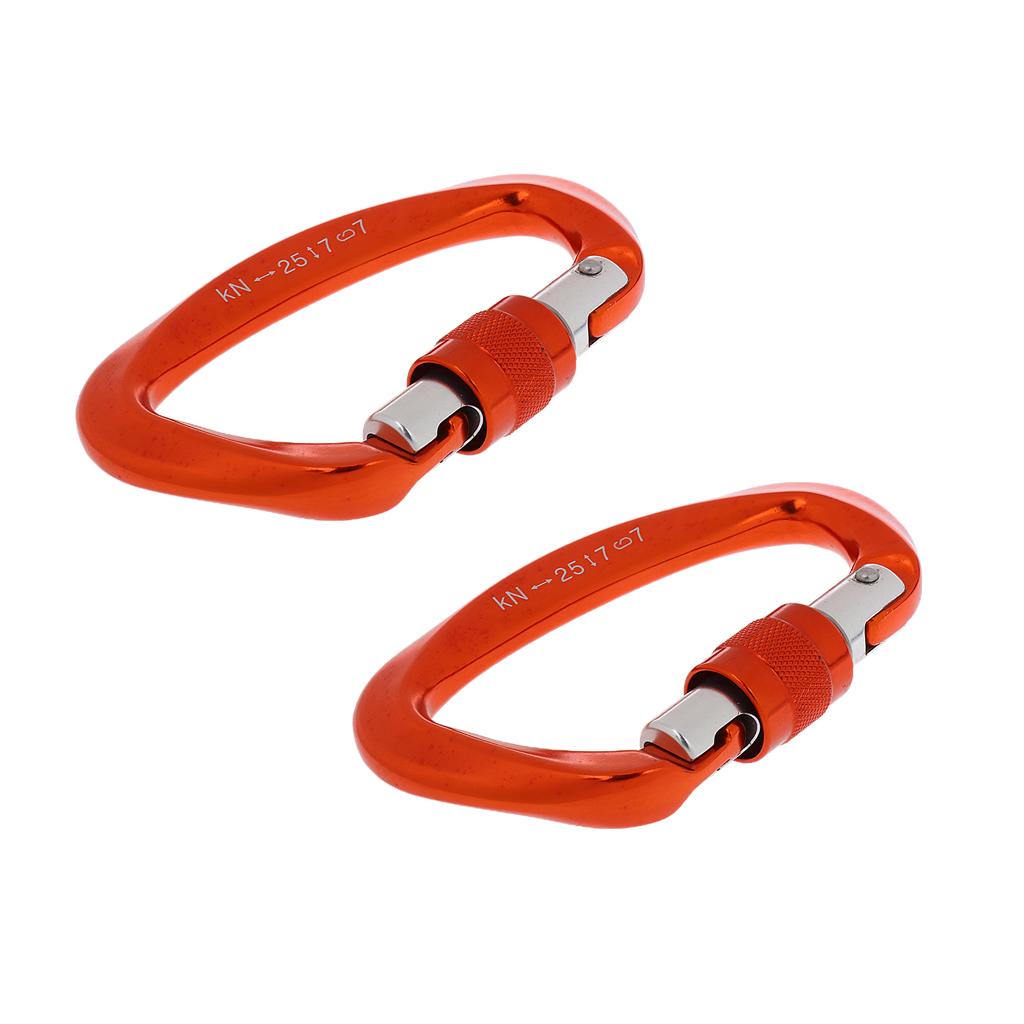 2 Pieces 25KN Screw Lock Carabiner Rock Tree Climbing Dog Clip Hammock Hook