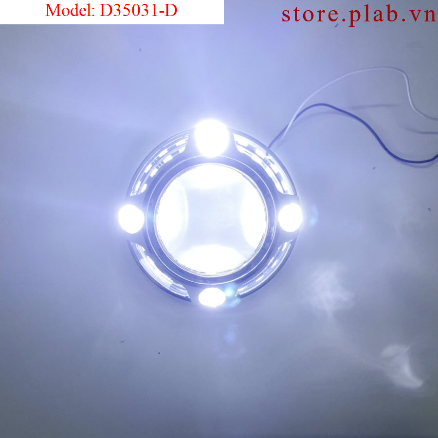 Đèn mắt thiên thần kết hợp cùng chụp xi mạ bạc gắn đèn LED bi cầu phù hợp với nhiều loại xe ô tô D35031-D