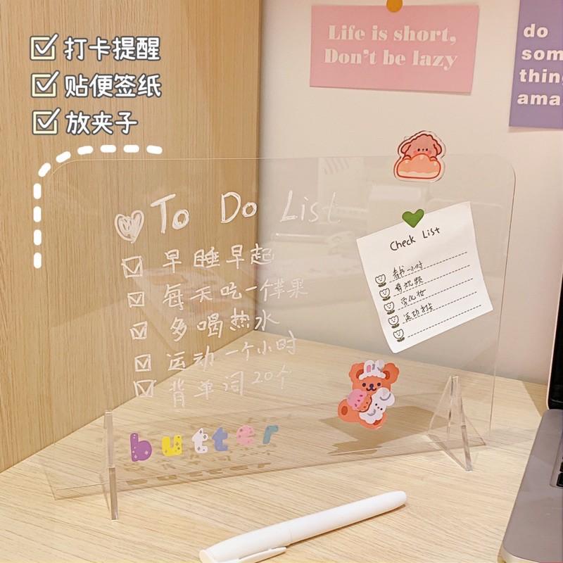 Bảng ghi chú trong suốt để bàn chất liệu nhựa mica để note lịch làm việc có thể tẩy xóa tiện lợi Bobia