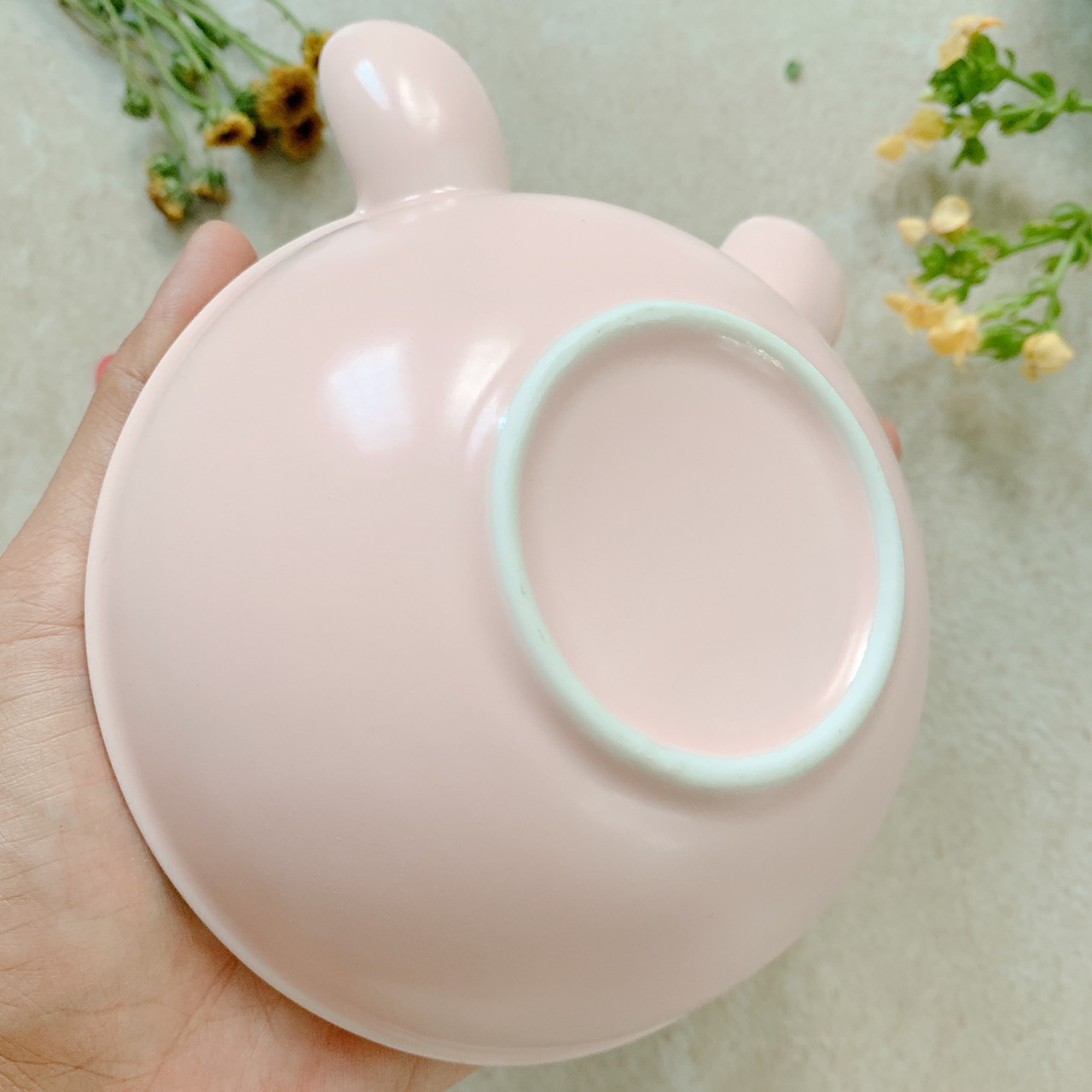 Chén Sứ Ăn Dặm Cho Bé Kiểu Nhật Hình Thỏ Hồng