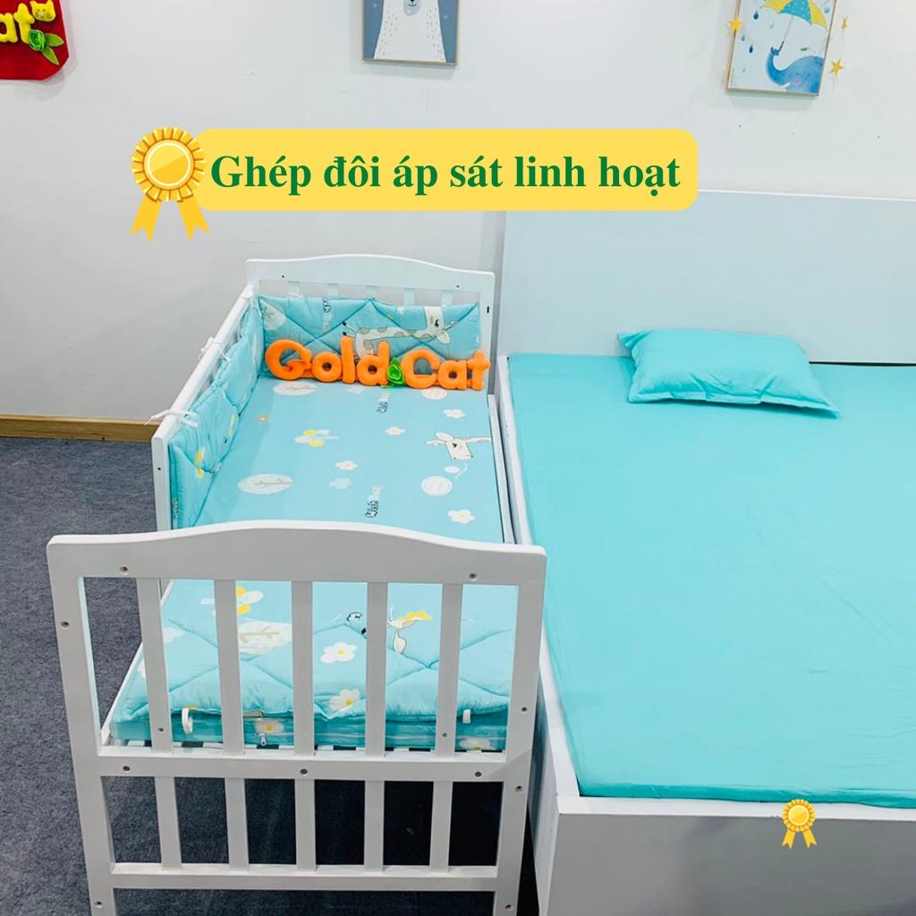 Nôi Cũi Gỗ Quế Nan Tròn Đa Năng Cho Bé GOLDCAT C8V Có Thể Kéo Dài Thành Giường Lớn Cho Trẻ từ 0-10 tuổi