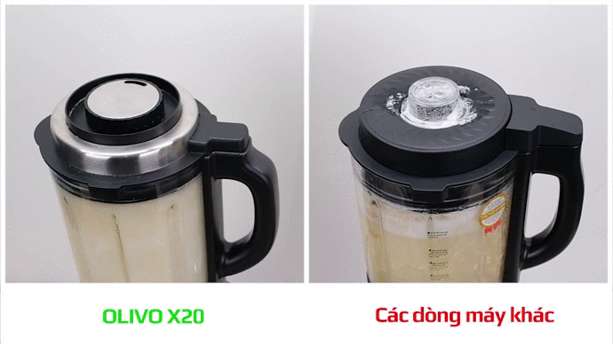 thử nghiệm chống tràn kép test máy làm sữa hạt olivo x20 giá rẻ và máy bình thường