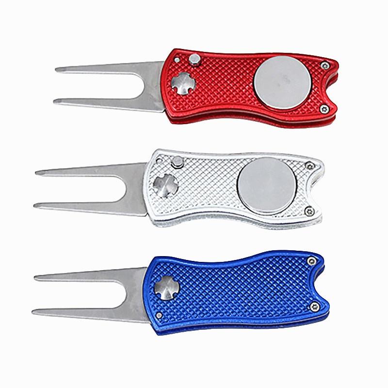 2020 New Mini Foldable Golf Divot Tool Marker Pitch Cleaner Golf Pitchfork Putting Green Fork Golf Ball Tools Golf Accessories