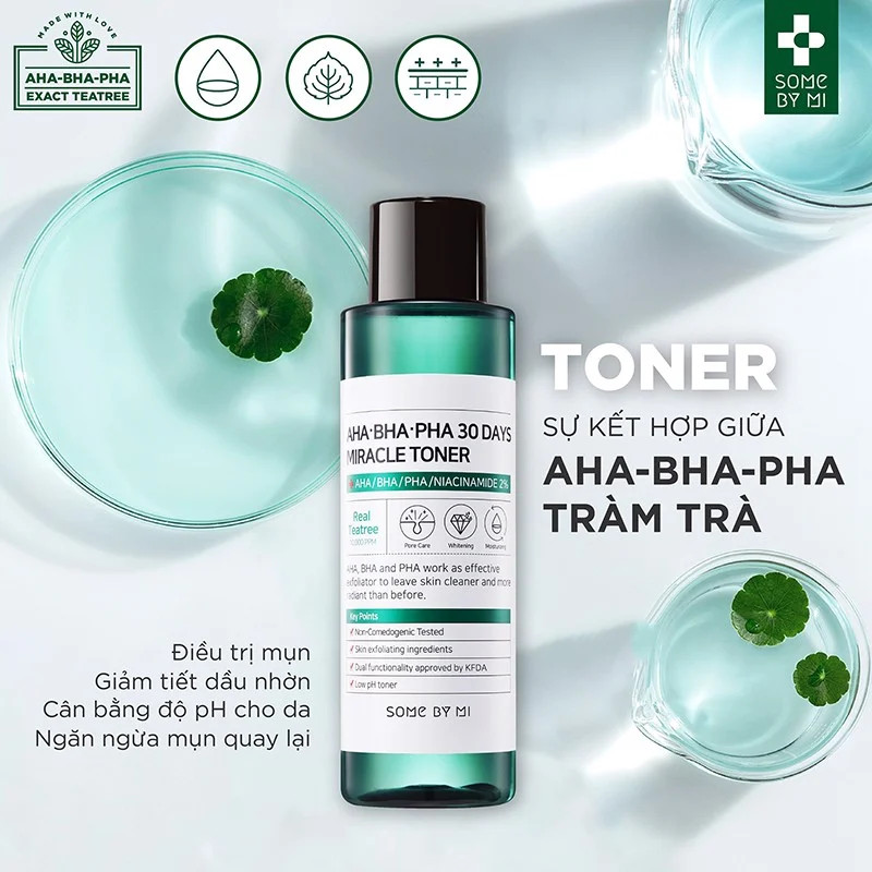 Combo 2 Sản Phẩm Hỗ Trợ Giảm Mụn, Thông Thoáng Lỗ Chân Lông Some By Mi 30 Days Miracle (Toner 150ml + Tinh Dầu 10ml)