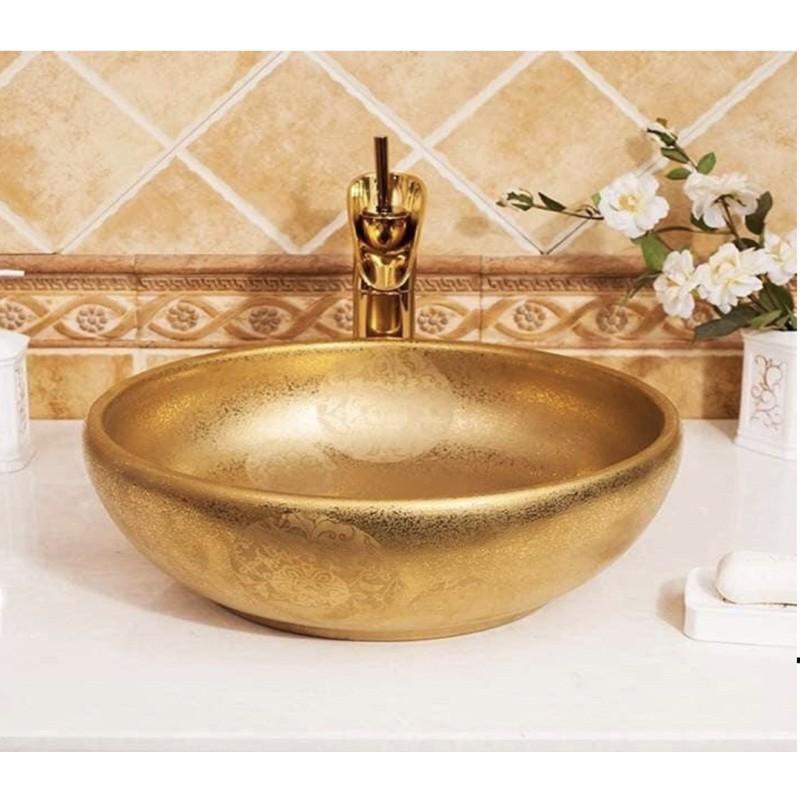 Chậu lavabo mạ vàng PVD, Chậu rửa mặt mạ vàng PVD Kobesi